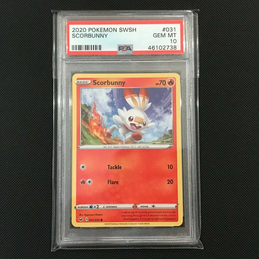 PSA 10 - Scorbunny 31/202 - Sword & Shield Pokemon Card