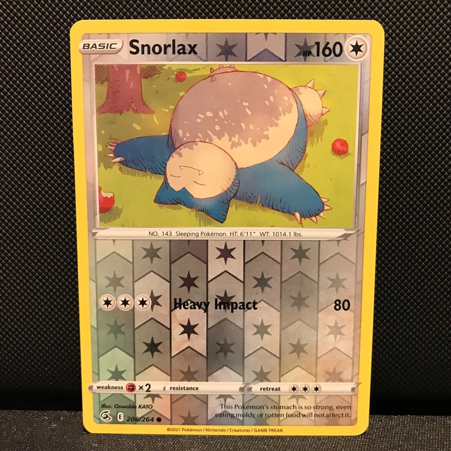 Snorlax Reverse Holo 206/264 - Fusion Strike Pokemon Card - NM/Mint