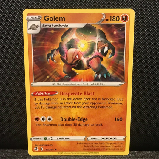 Golem 137/264 - Fusion Strike Pokemon Card - NM/Mint