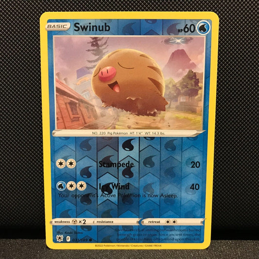 Swinub Reverse Holo 31/189  - Astral Radiance Pokemon Card - NM/Mint