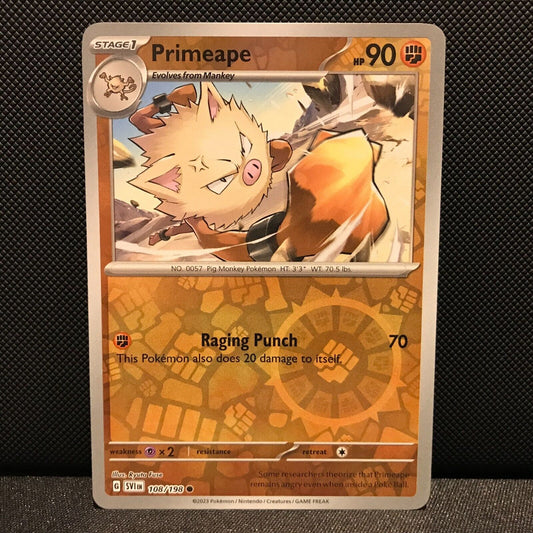 Primeape Reverse Holo 108/198 - SV1EN Base Set Pokemon Card - NM/Mint