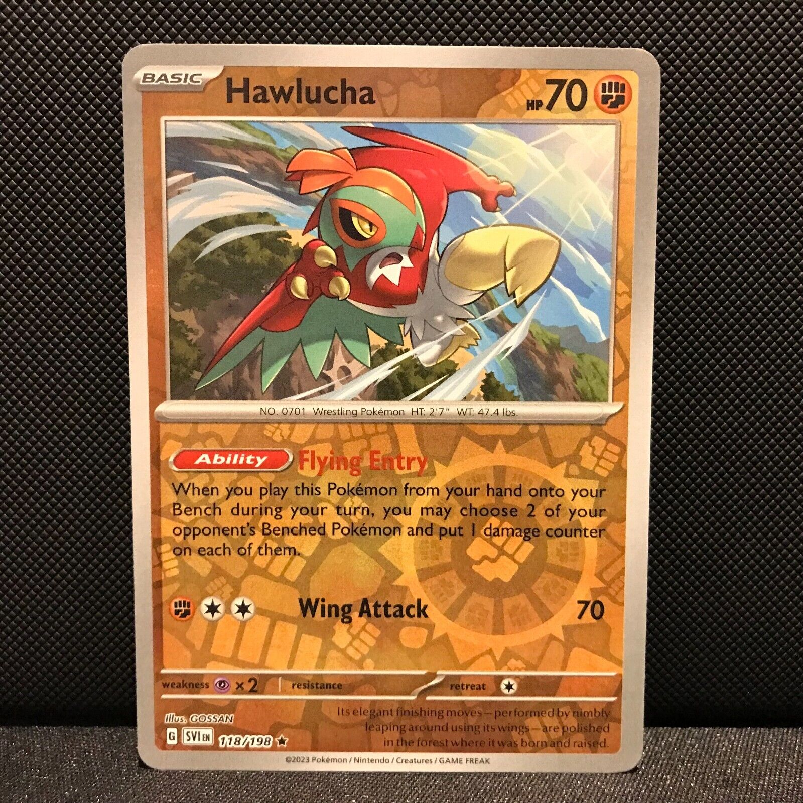 Hawlucha Reverse Holo 118/198 - SV1EN Base Set Pokemon Card - NM/Mint