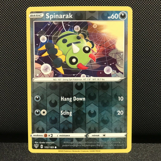 Spinarak Reverse Holo 102/189 - Darkness Ablaze Pokemon Card - NM/Mint