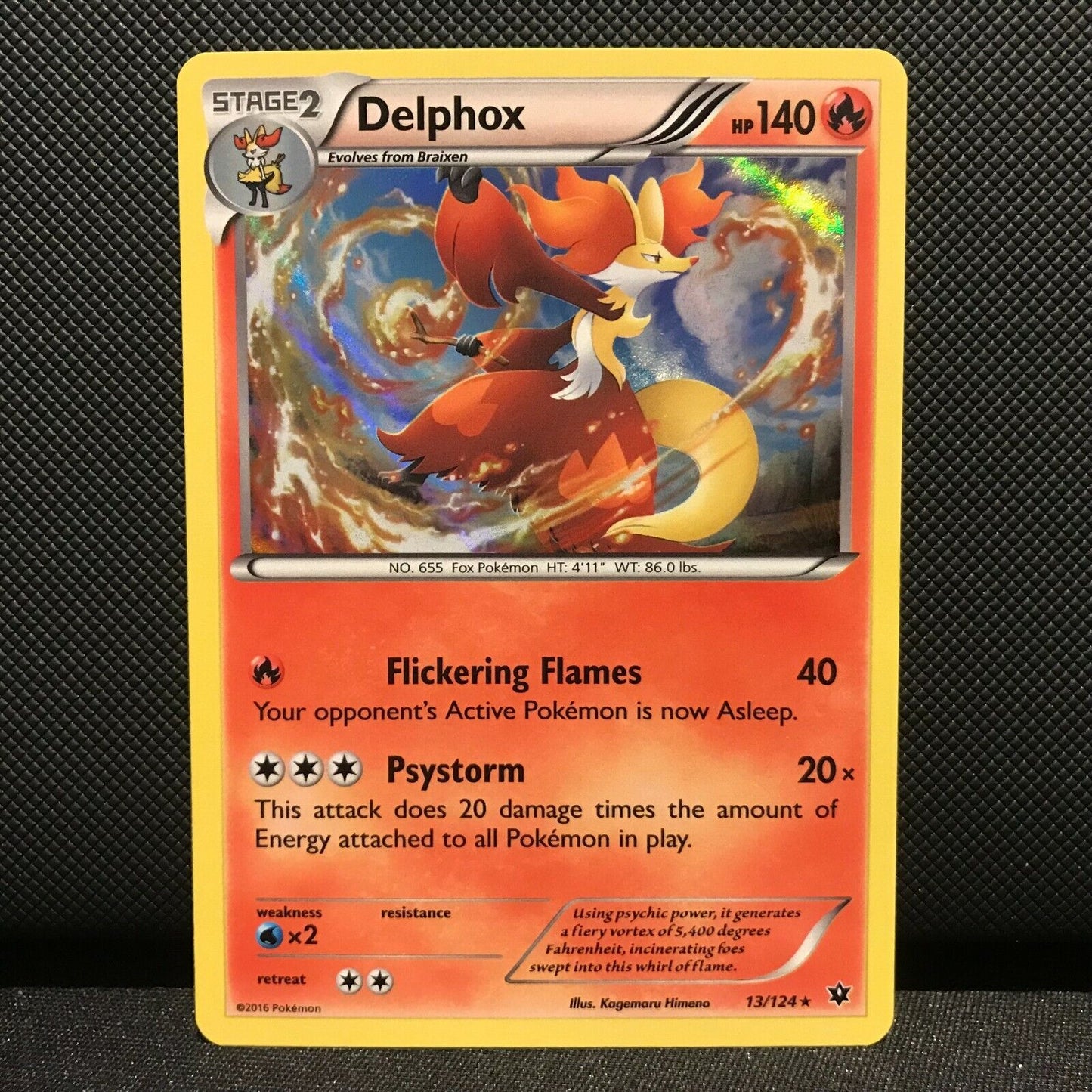 Delphox Holo 13/124 - Fates Collide Pokemon Card - NM/Mint