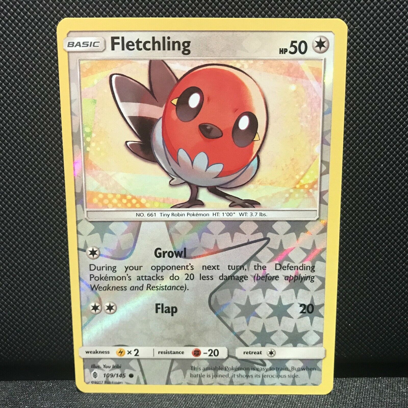 Fletchling Reverse Holo 109/145 - Guardians Rising Pokemon Card - NM/Mint