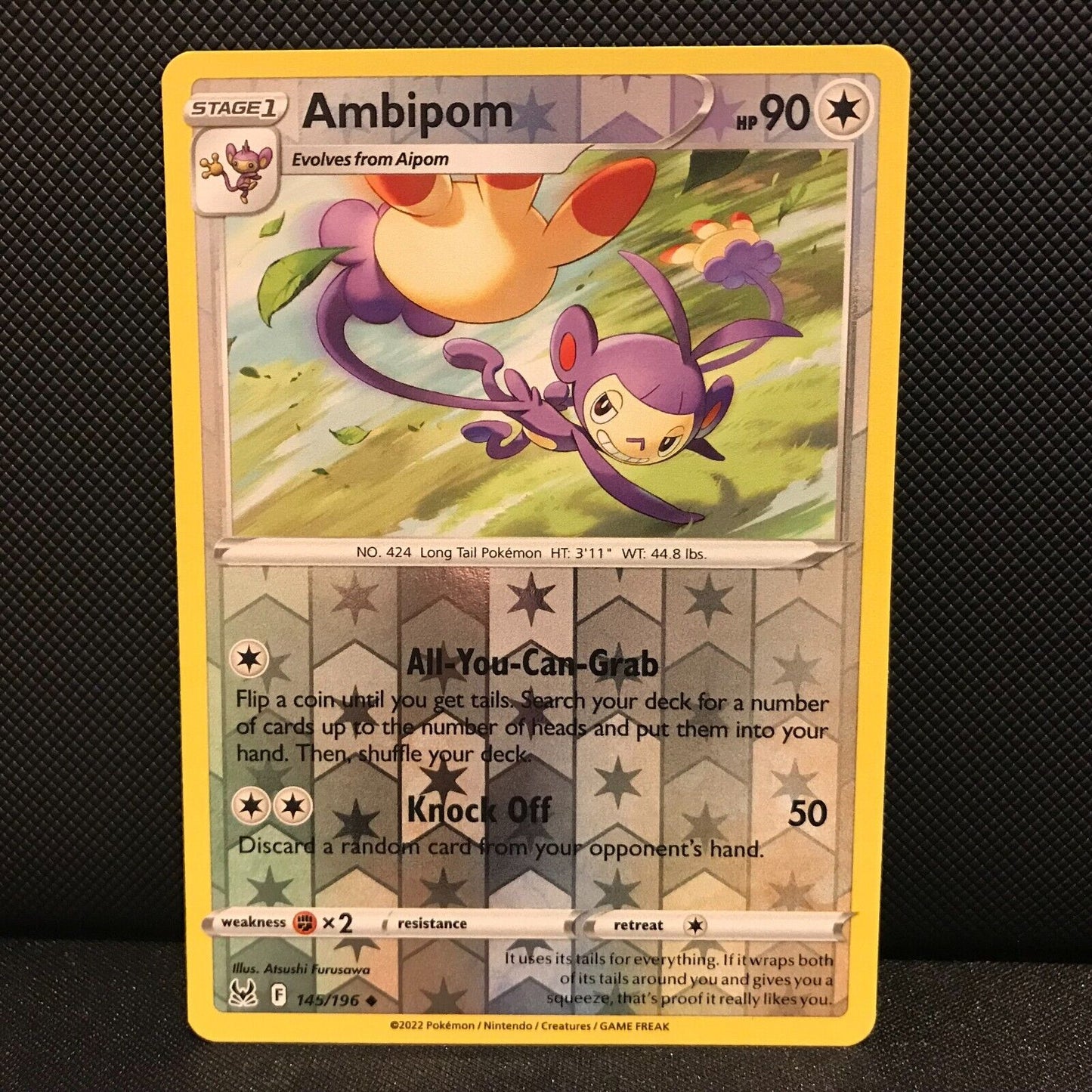 Ambipom Reverse Holo 145/196 - Lost Origin Pokemon Card - NM/Mint