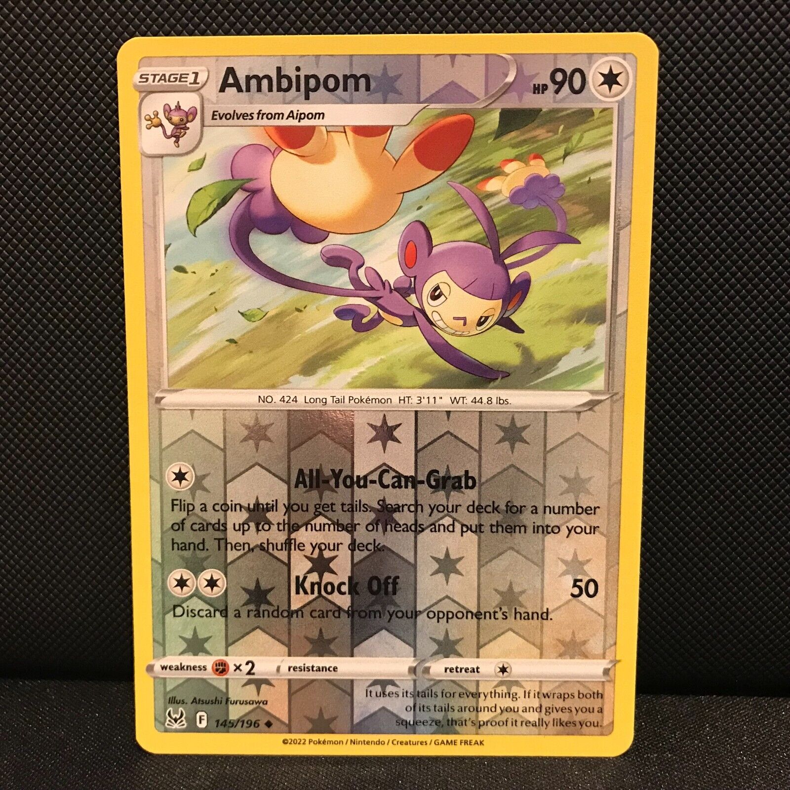 Ambipom Reverse Holo 145/196 - Lost Origin Pokemon Card - NM/Mint
