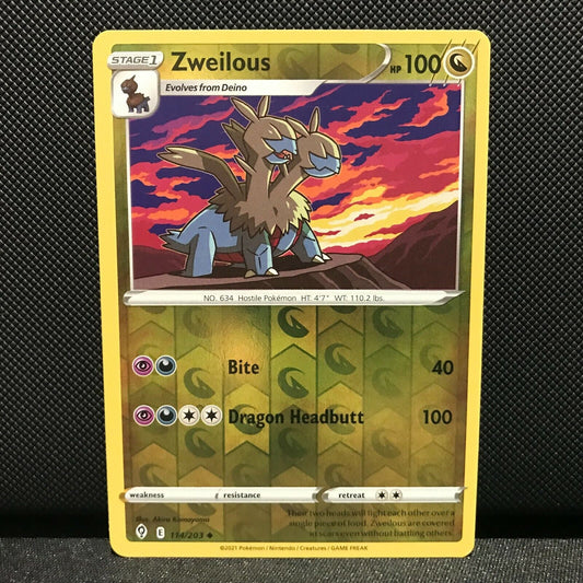 Zweilous Reverse Holo 114/203 - Evolving Skies Pokemon Card - NM/Mint