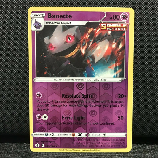 Banette Reverse Holo 63/198 - Chilling Reign Pokemon Card - NM/Mint