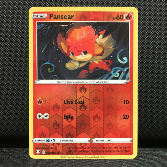Pansear Reverse Holo 26/189 - Darkness Ablaze Pokemon Card - NM/Mint