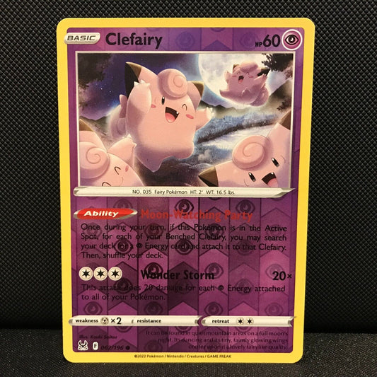 Clefairy Reverse Holo 62/196 - Lost Origin Pokemon Card - NM/Mint