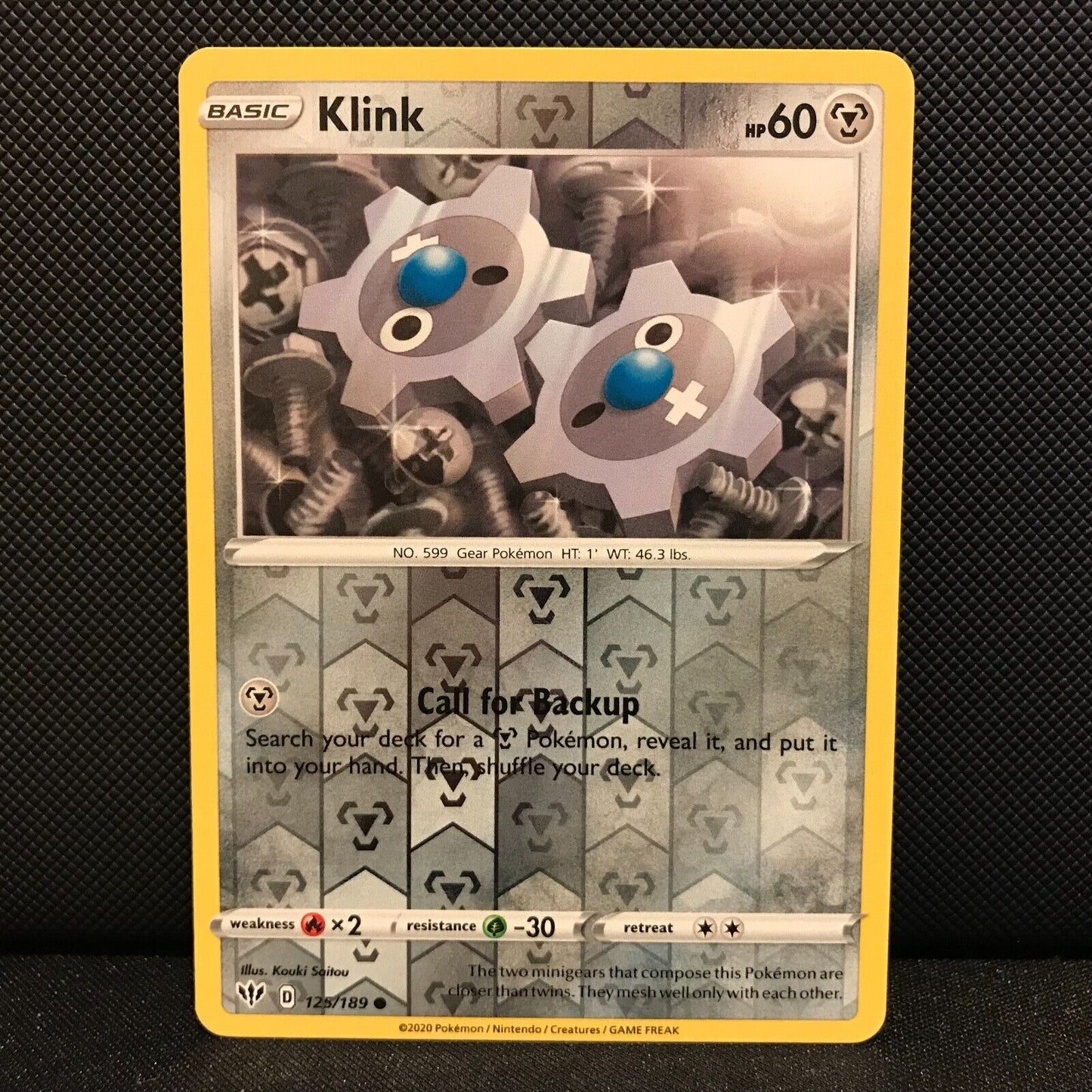 Klink Reverse Holo 125/189 - Darkness Ablaze Pokemon Card - NM/Mint