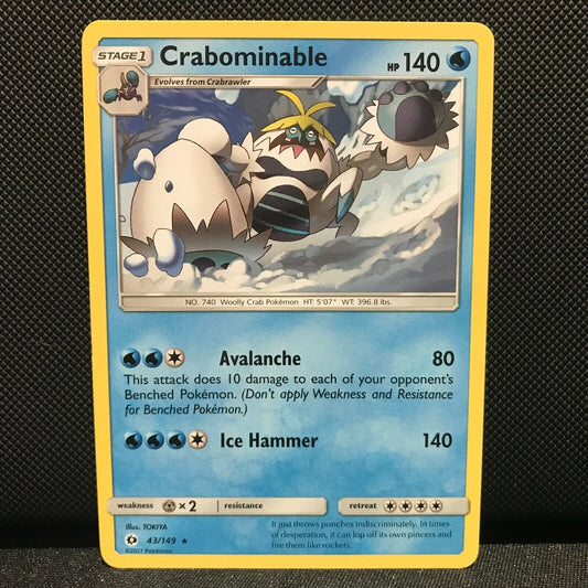 Crabominable 43/149 - Sun & Moon Base Set Pokemon Card - NM/Mint