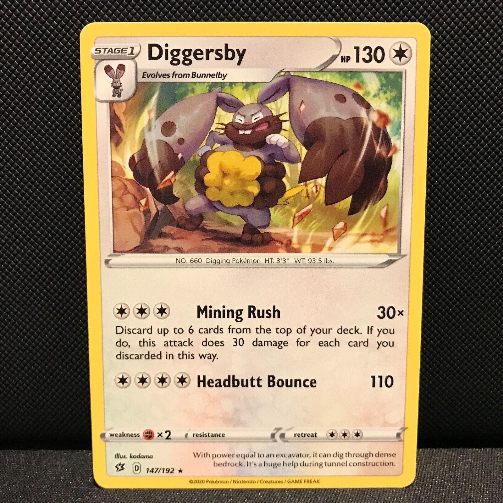 Diggersby 147/192 - Rebel Clash Pokemon Card - NM/Mint