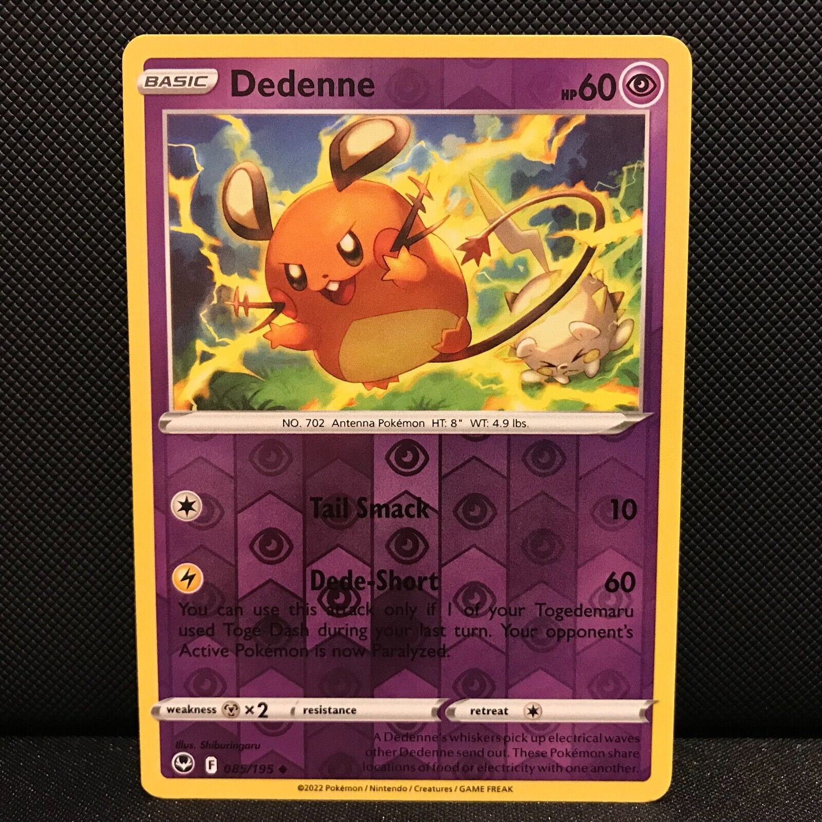 Dedenne Reverse Holo 85/195 - Silver Tempest Pokemon Card - NM/Mint