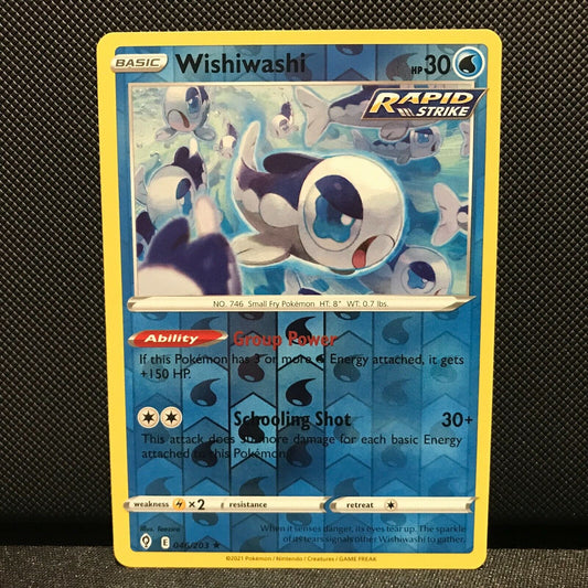Wishiwashi Reverse Holo 46/203 - Evolving Skies Pokemon Card - NM/Mint