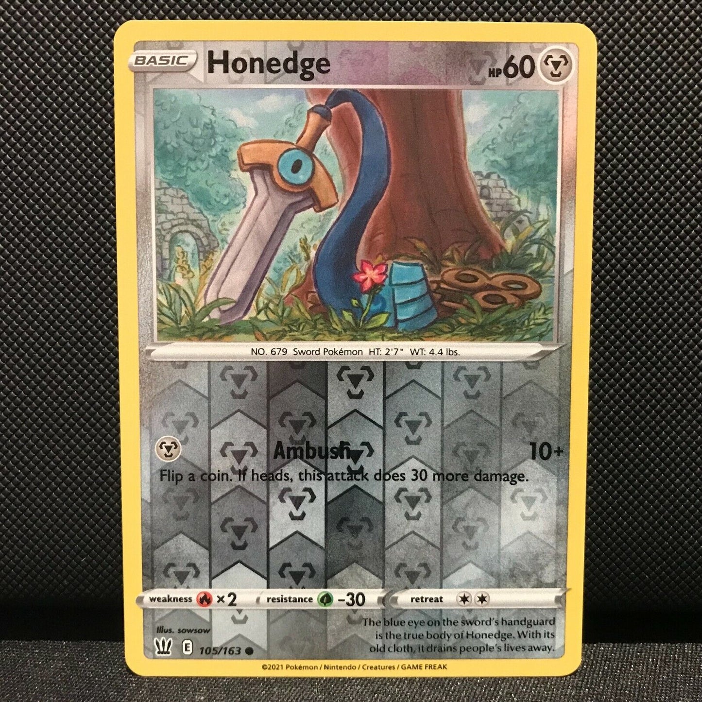 Honedge Reverse Holo 105/163 - Battle Styles Pokemon Card - NM/Mint