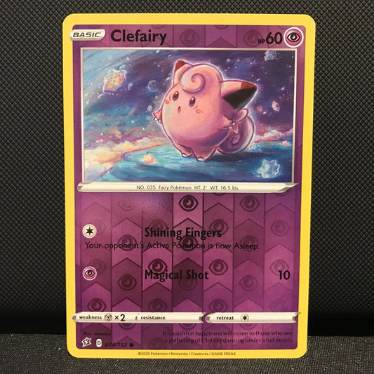 Clefairy Reverse Holo 74/192 - Rebel Clash Pokemon Card NM/Mint