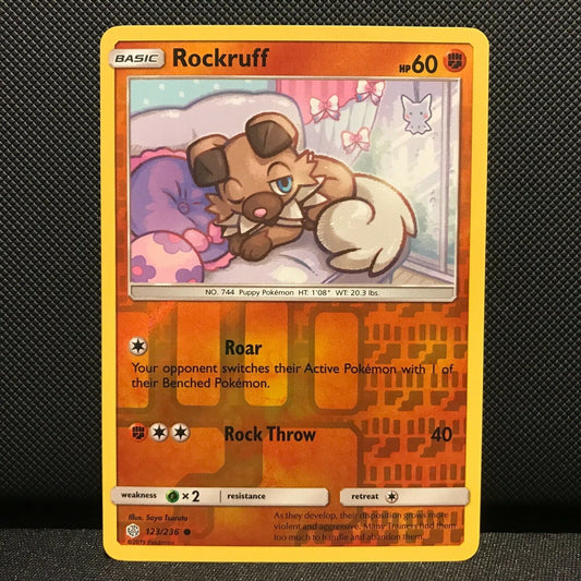 Rockruff Reverse Holo 123/236 - Cosmic Eclipse Pokemon Card - NM/Mint