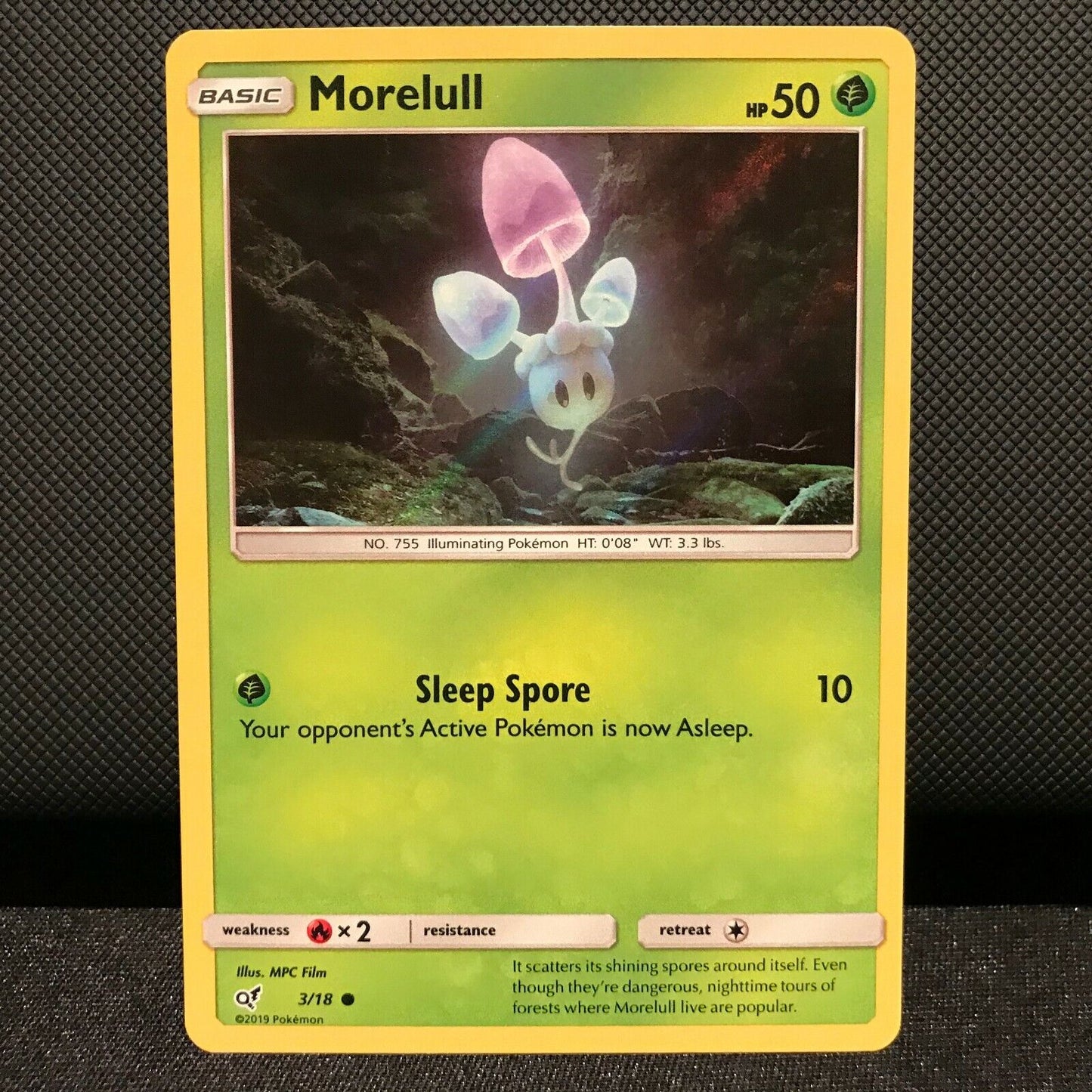 Morelull 3/18 - Detective Pikachu Pokemon Card - NM/Mint