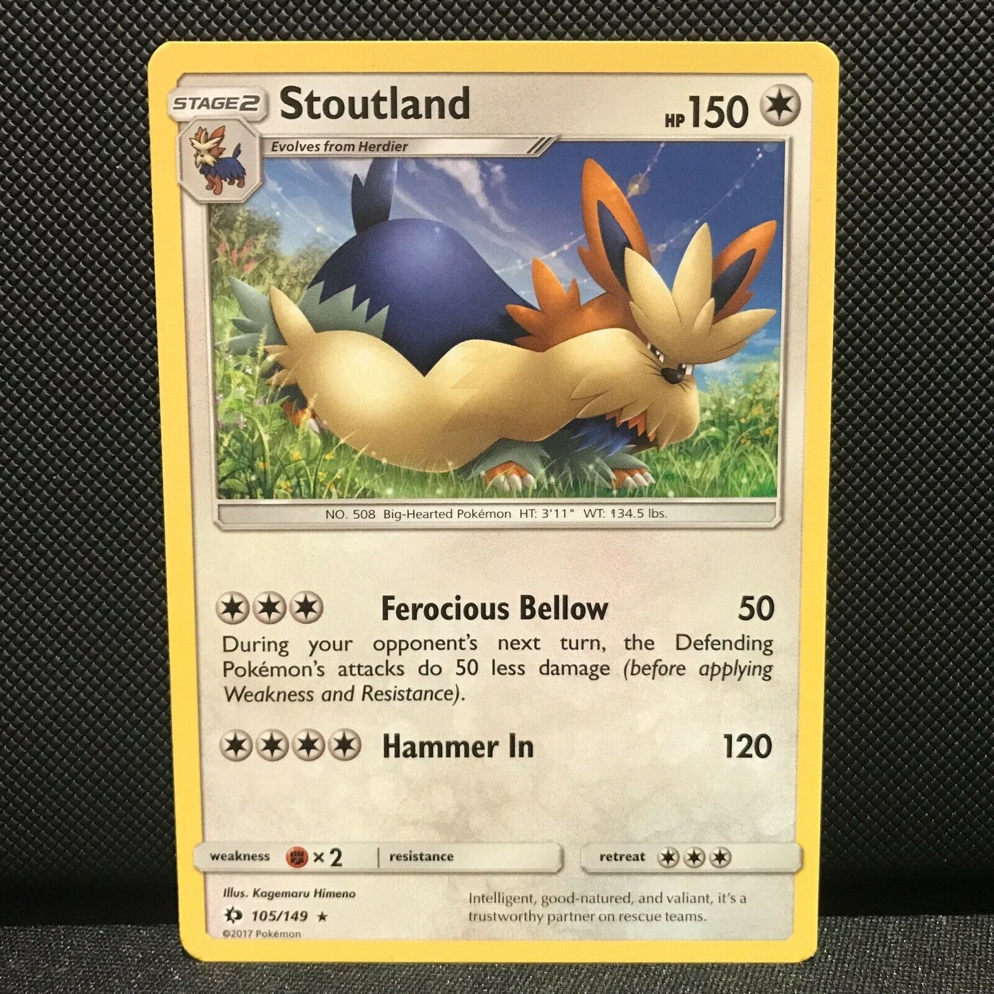 Stoutland 105/149 - Sun & Moon Base Set Pokemon Card - NM/Mint