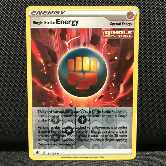 Single Strike Energy Reverse Holo 141/163 - Battle Styles Pokemon Card - NM/Mint