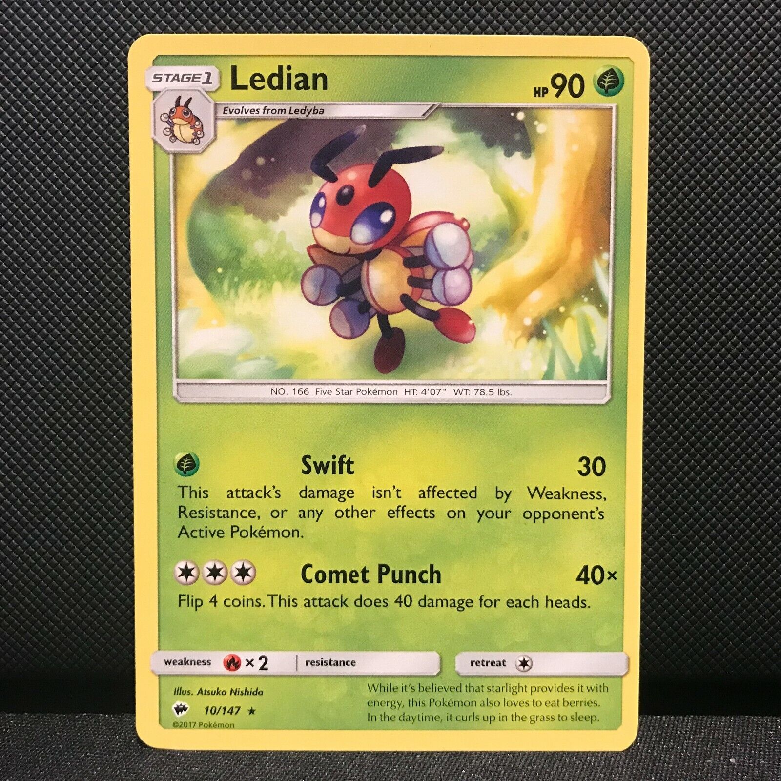 Ledian 10/147- Burning Shadows Pokemon Card - NM/Mint