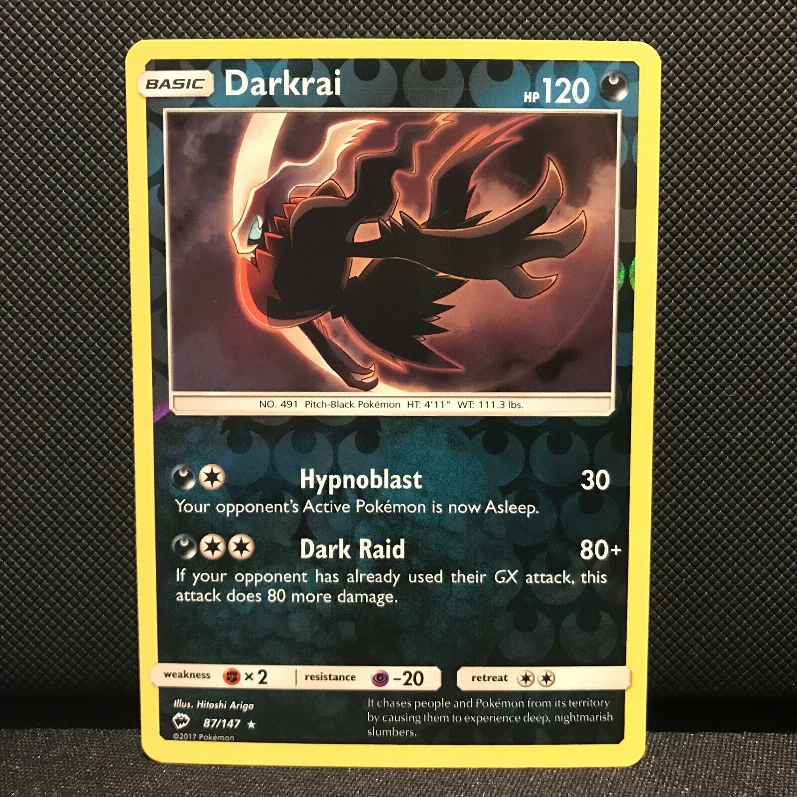 Darkrai Reverse Holo 87/147- Burning Shadows Pokemon Card - NM/Mint