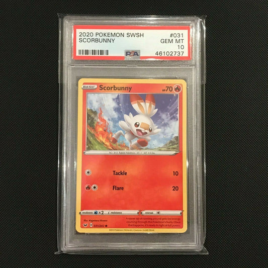 PSA 10 - Scorbunny 31/202 - Sword & Shield Pokemon Card