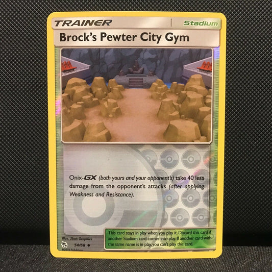 Brock's Pewter City Gym Reverse Holo 54/68 - Hidden Fates Pokemon Card - NM/Mint