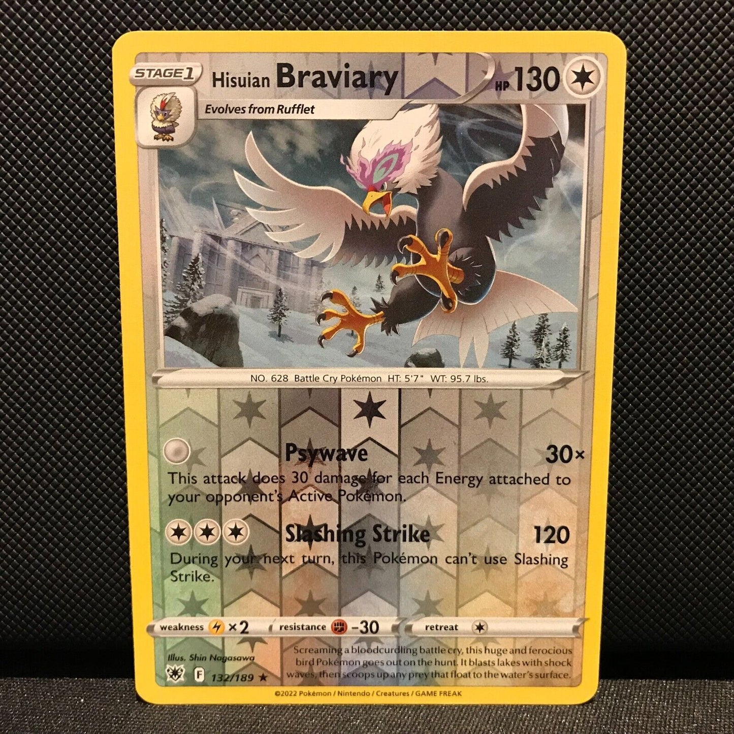 Hisuian Braviary Reverse Holo 132/189 - Astral Radiance Pokemon Card - NM/Mint
