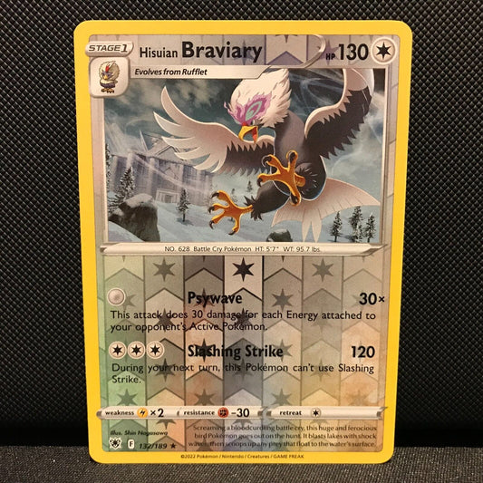 Hisuian Braviary Reverse Holo 132/189 - Astral Radiance Pokemon Card - NM/Mint