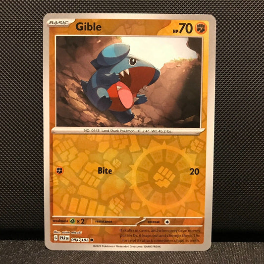 Gible Reverse Holo 094/182 - Paradox Rift Pokemon Card - NM/Mint