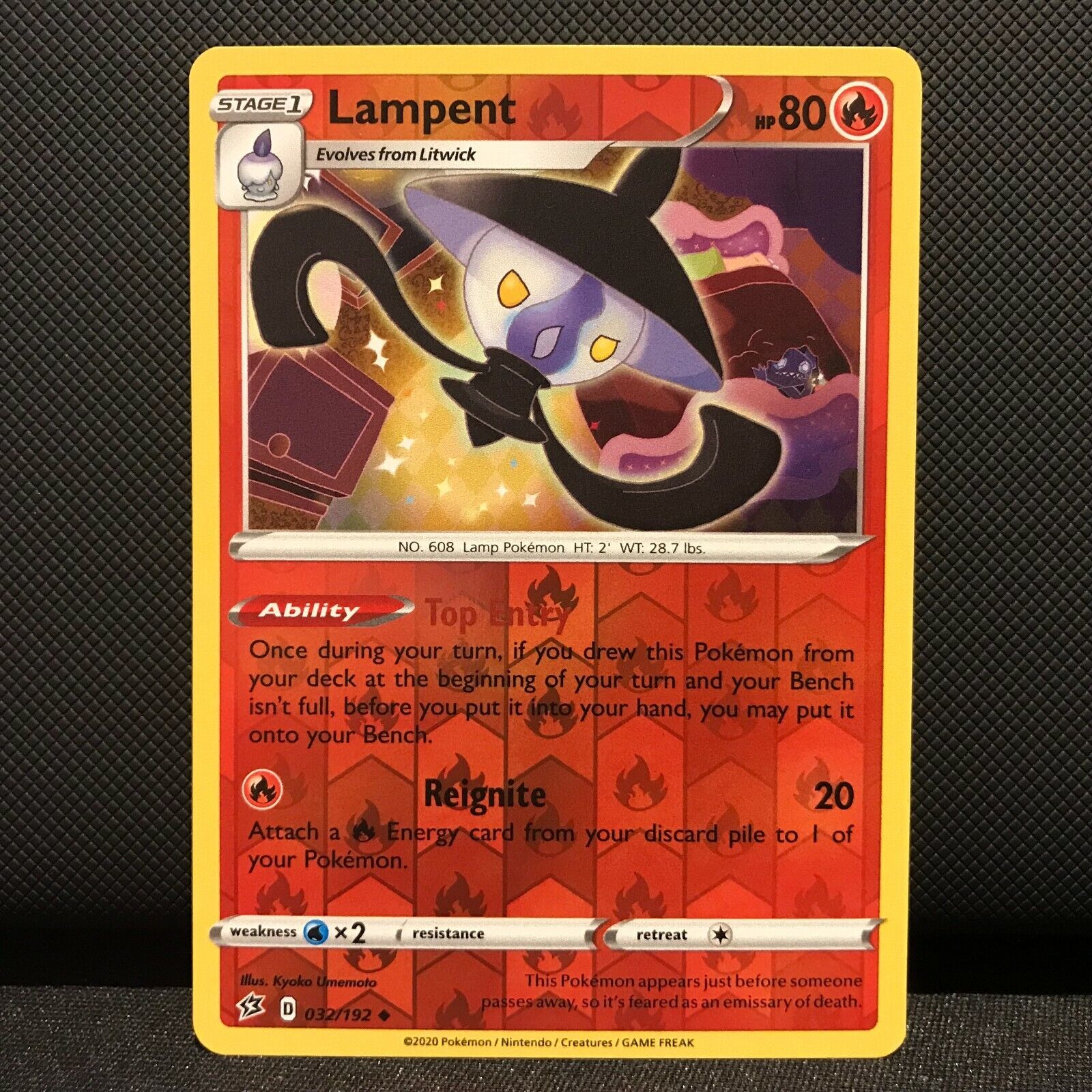 Lampent Reverse Holo 32/192 - Rebel Clash Pokemon Card NM/Mint