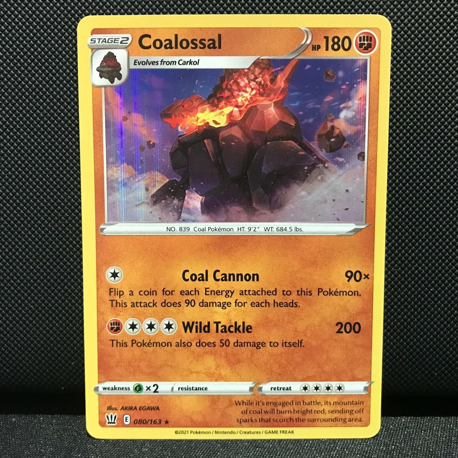 Coalossal Holo 80/163 - Battle Styles Pokemon Card - NM/Mint