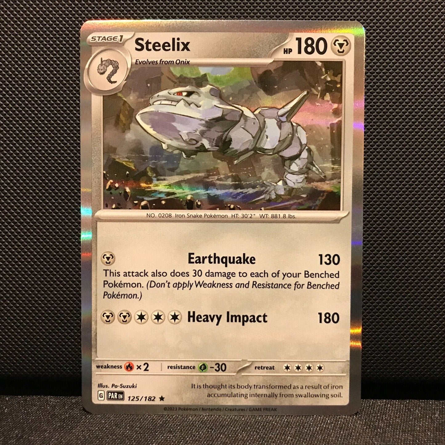 Steelix Holo 125/182 - Paradox Rift Pokemon Card - NM/Mint