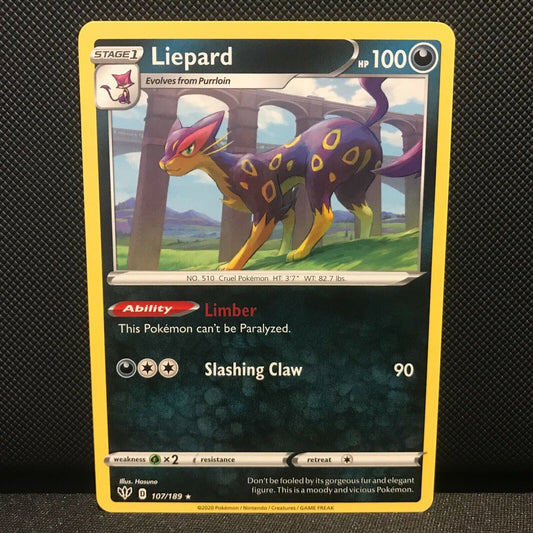 Liepard 107/189 - Darkness Ablaze Pokemon Card - NM/Mint