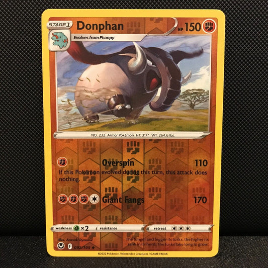 Donphan Reverse Holo 92/195 - Silver Tempest Pokemon Card - NM/Mint