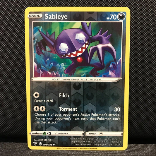 Sableye Reverse Holo 105/185 - Vivid Voltage Pokemon Card - NM/Mint