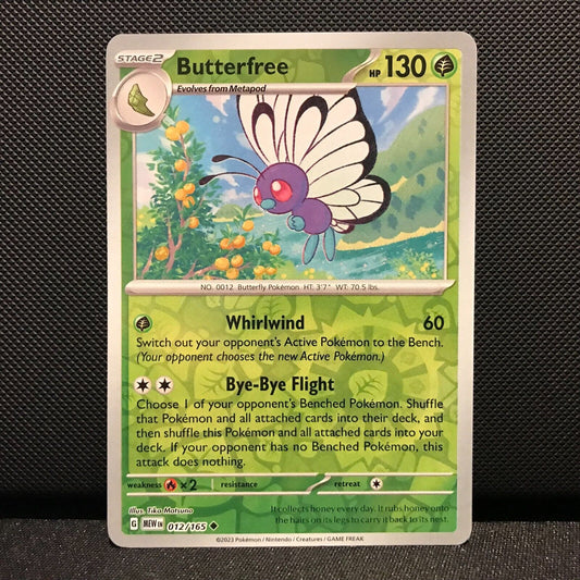 Butterfree Reverse Holo 012/165- Scarlet & Voilet 151 Pokemon Card - NM/Mint