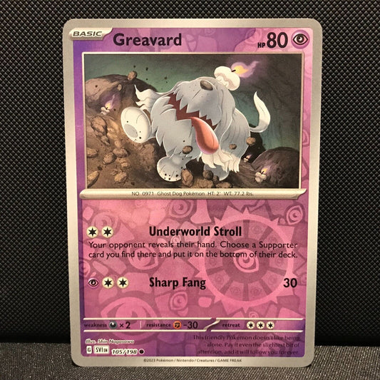 Greavard Reverse Holo 105/198 - SV1EN Base Set Pokemon Card - NM/Mint