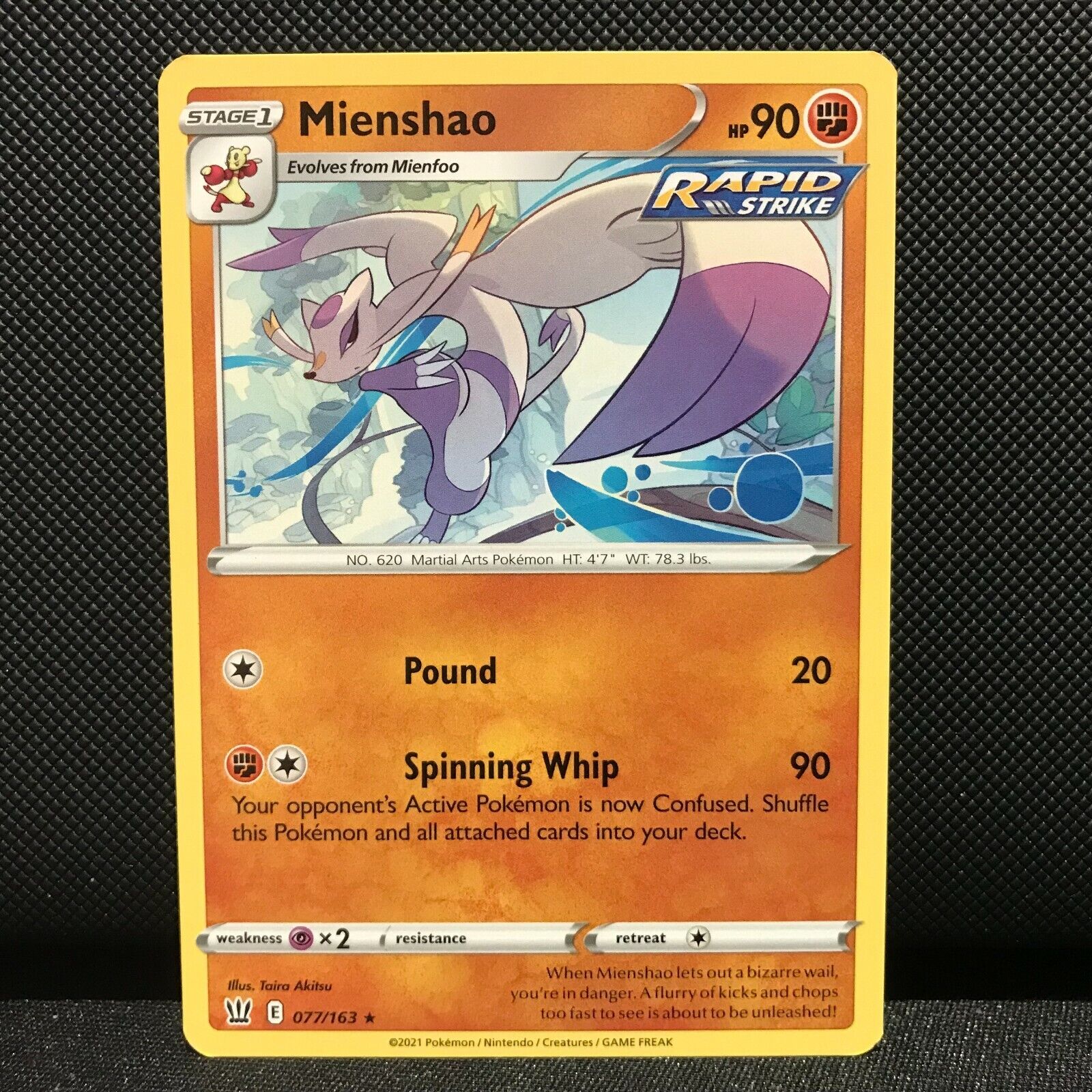 Mienshao 77/163 - Battle Styles Pokemon Card - NM/Mint