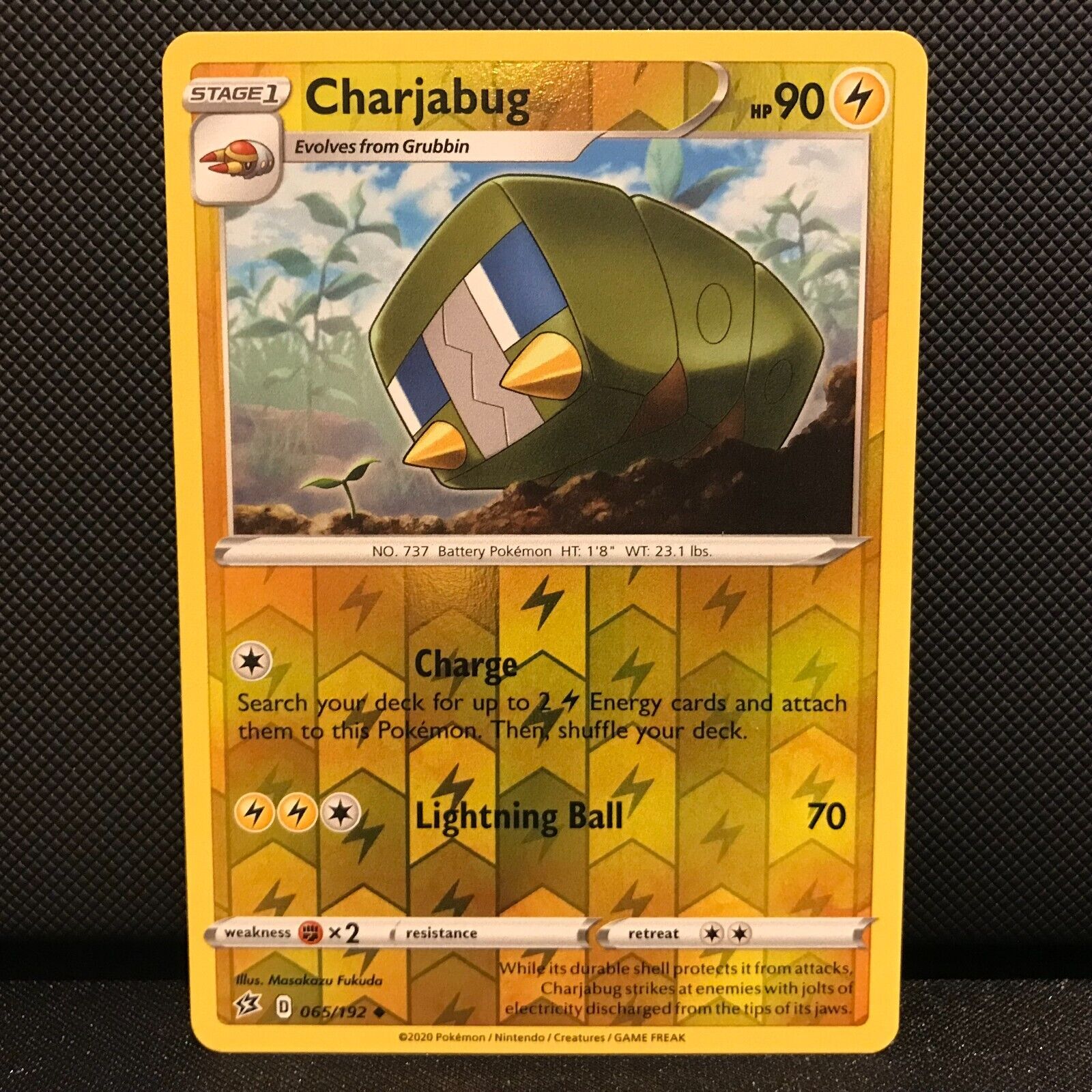 Charjabug Reverse Holo 65/192 - Rebel Clash Pokemon Card - NM/Mint