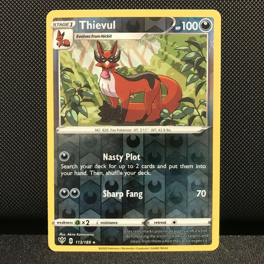 Thievul Reverse Holo 113/189 - Darkness Ablaze Pokemon Card - NM/Mint