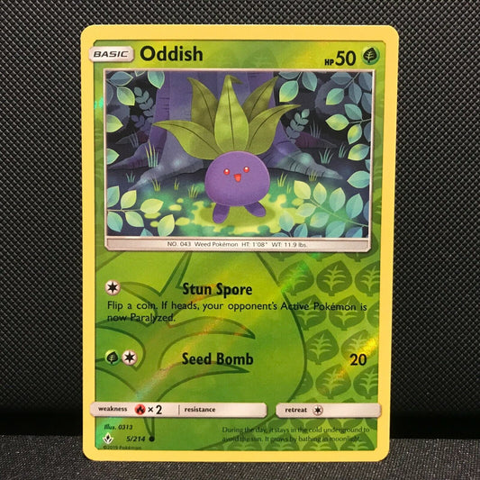 Oddish Reverse Holo 5/214 - Unbroken Bonds Pokemon Card - NM/Mint