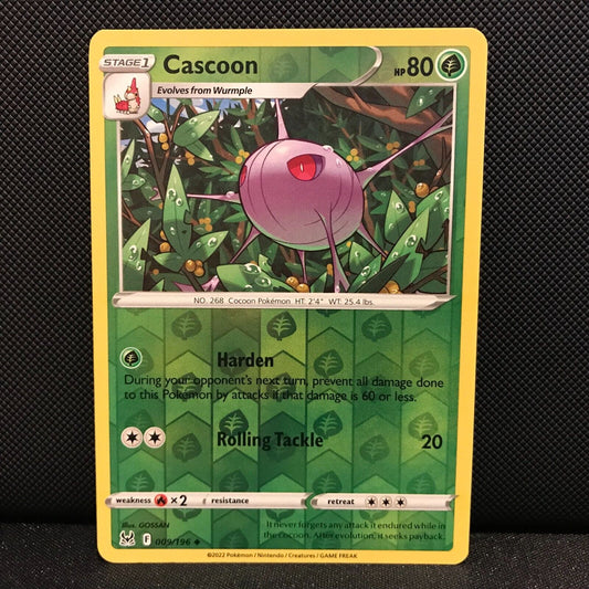 Cascoon Reverse Holo 9/196 - Lost Origin Pokemon Card - NM/Mint