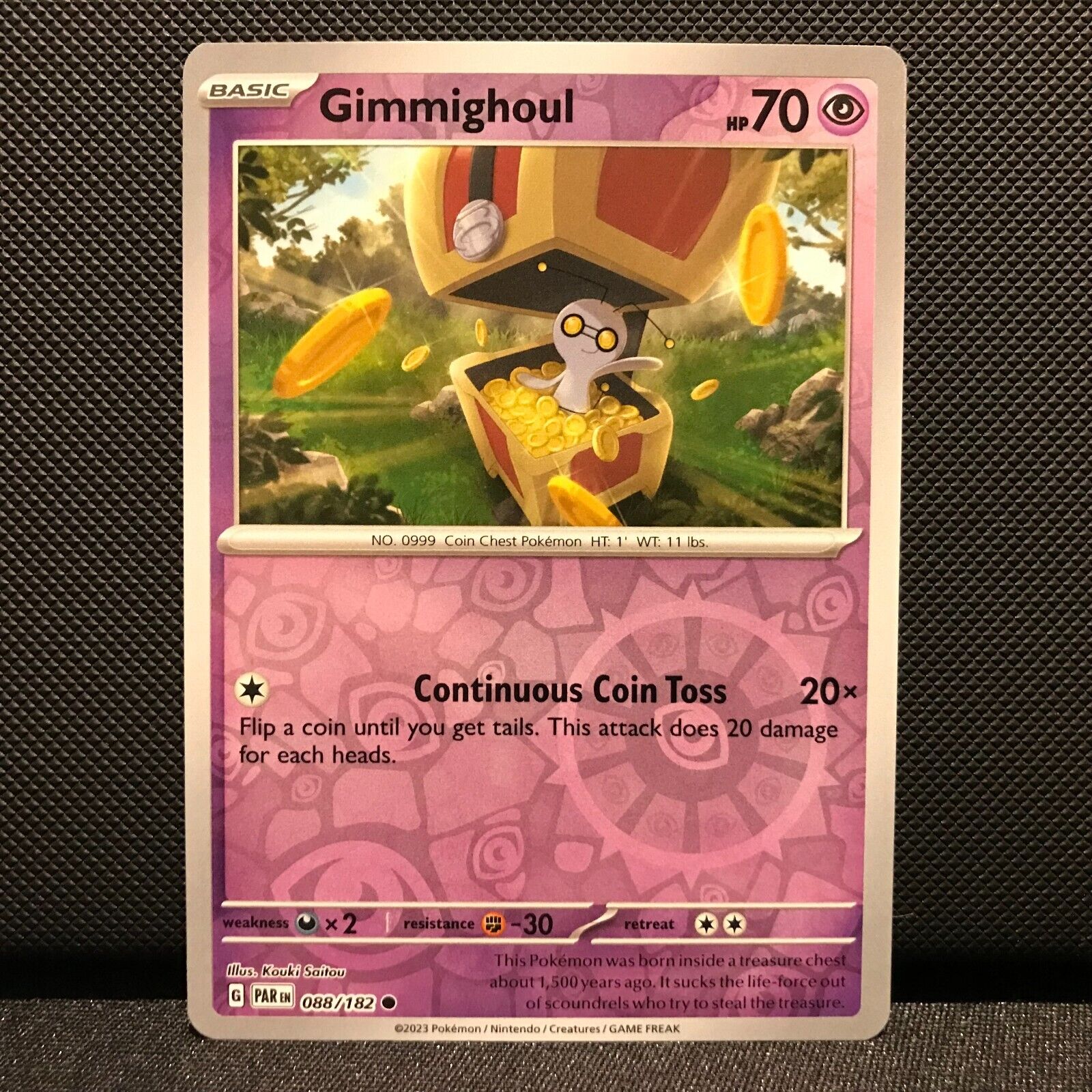 Gimmighoul Reverse Holo 088/182 - Paradox Rift Pokemon Card - NM/Mint