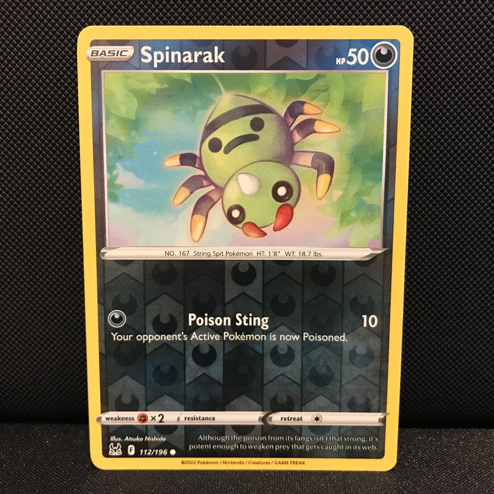 Spinarak Reverse Holo 112/196 - Lost Origin Pokemon Card - NM/Mint