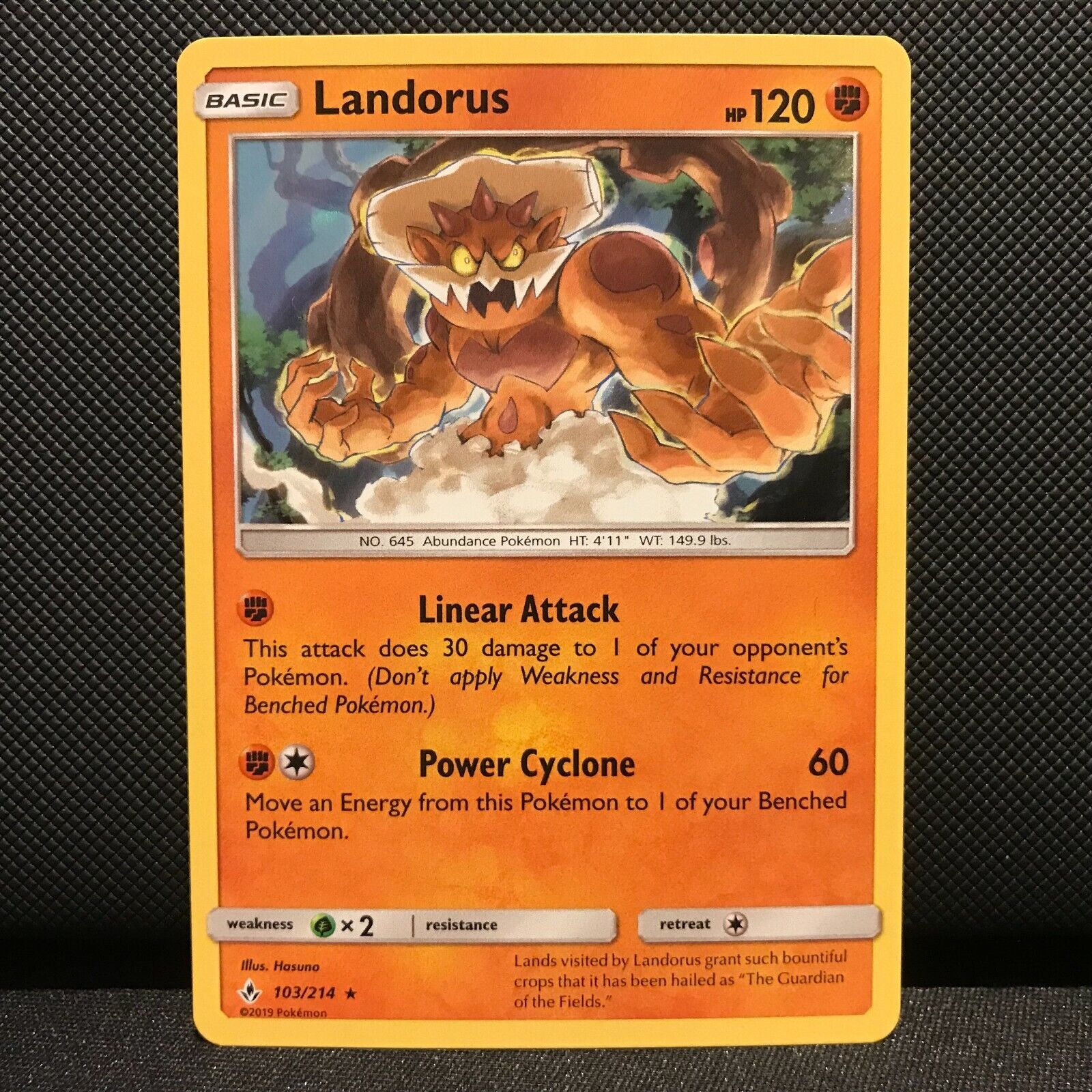 Landorus Holo 103/214 - Unbroken Bonds Pokemon Card - NM/Mint