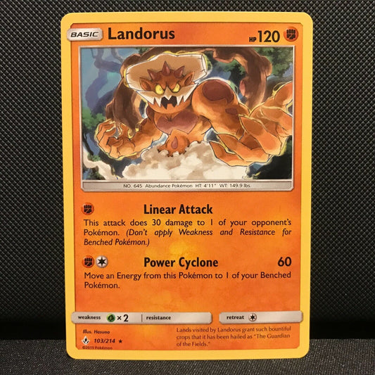 Landorus Holo 103/214 - Unbroken Bonds Pokemon Card - NM/Mint